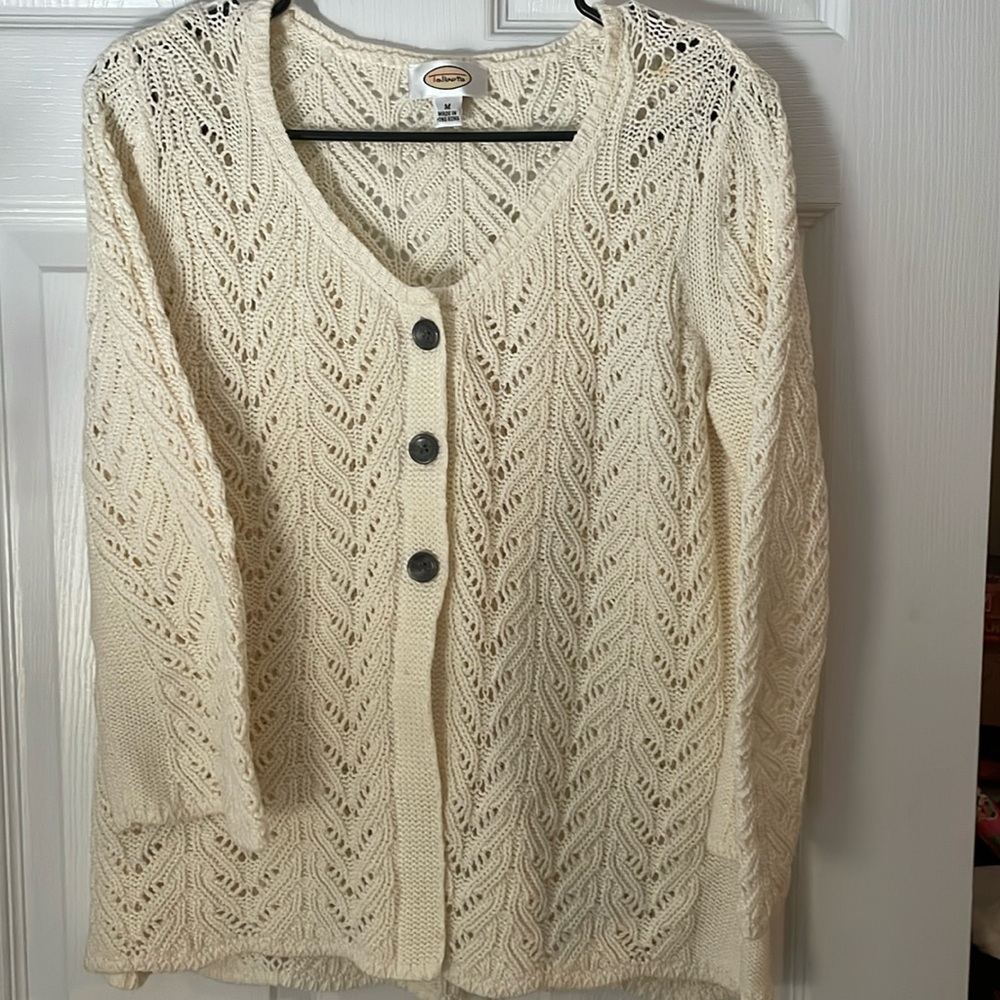 Talbots cream button down cardigan